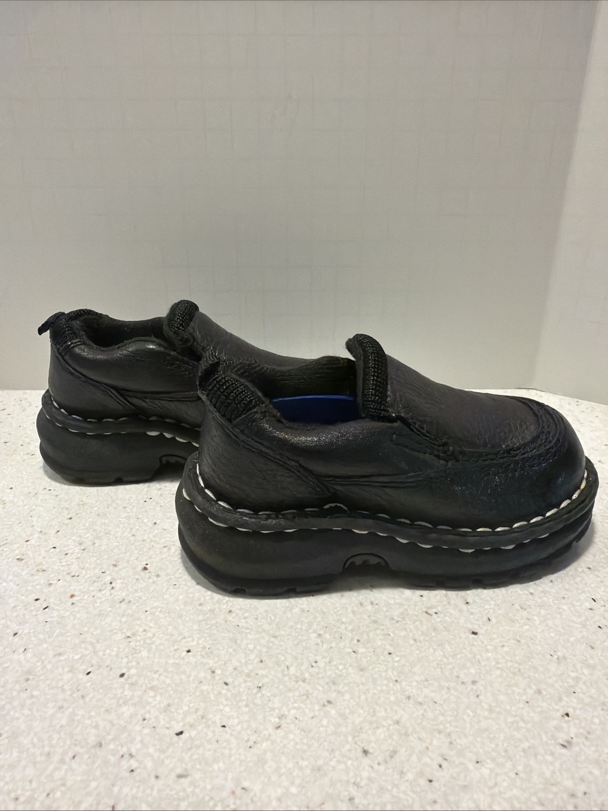 BUSTER BROWN baby Boys Black Leather Shoes Size 10 M Closed Toe With Toe Zone