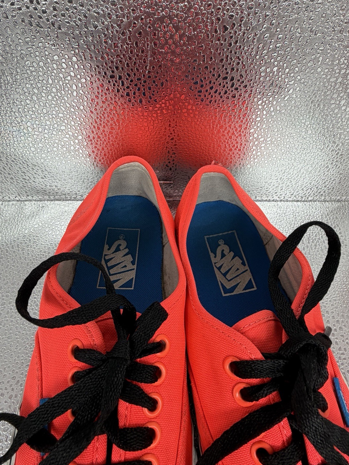 Vans Authentic Shoes Neon Red Orange Canvas Low Top Sneakers Men 6.5 Women 8