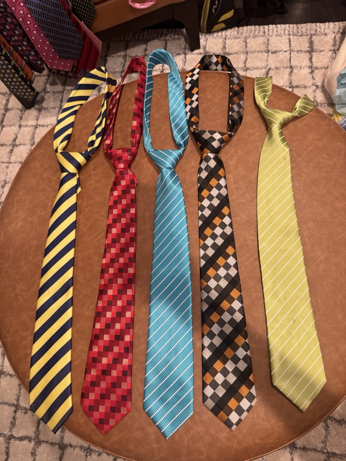 Men’s Tie Lot of 5 Multicolor Striped/Check
