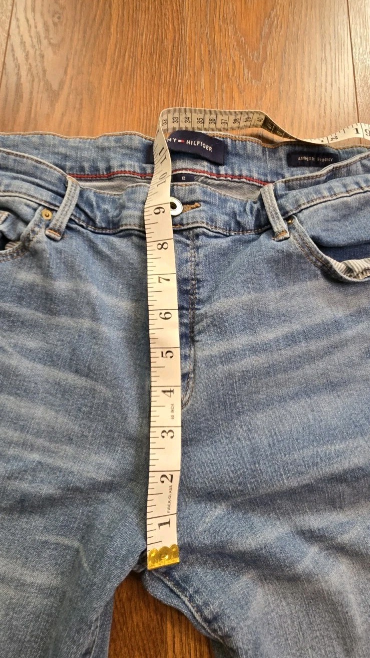 Tommy Hilfiger Jeans Womens 12 High Rise Legging Slimming Distressed Light Wash