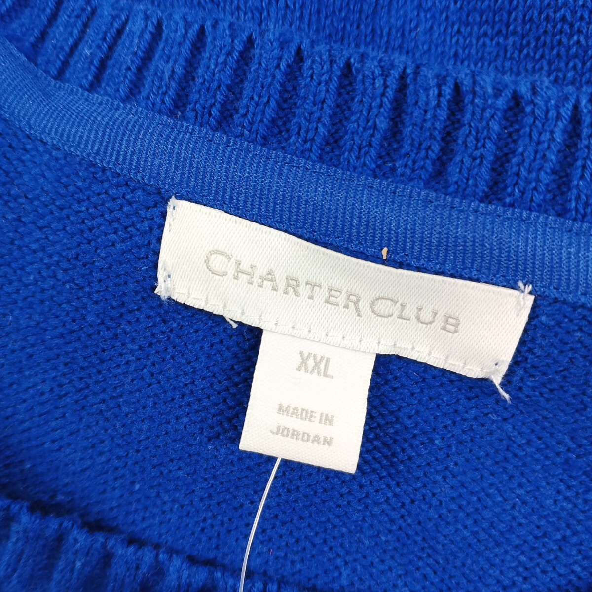 NWT CHARTER CLUB Fall Textured Sweater XXL(20-22) Blue Cotton Pullover