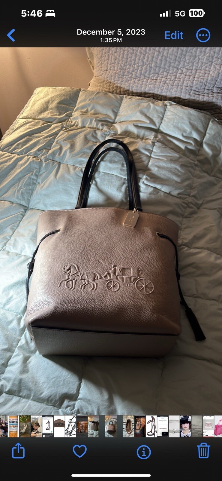 Coach Andy Tote Taupe