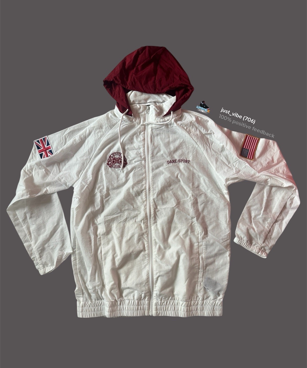 Darc Sport The Will Within Full Zip Windbreaker Hoodie Jacket Men’s Large NWOT