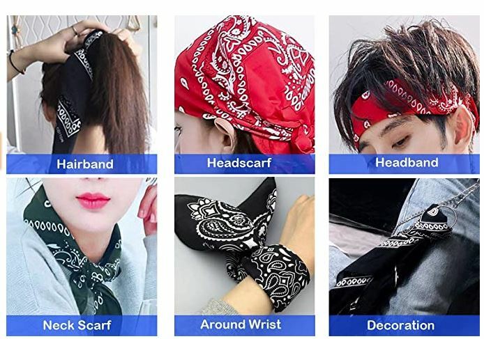 4 Pack X-Large Solid Cotton Printed Bandana – 27 x 27 inches