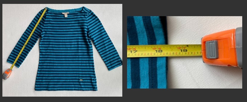 Banana Republic Blue-Green Striped Pullover Top 3/4 Sleeve Women’s XS RN 54023