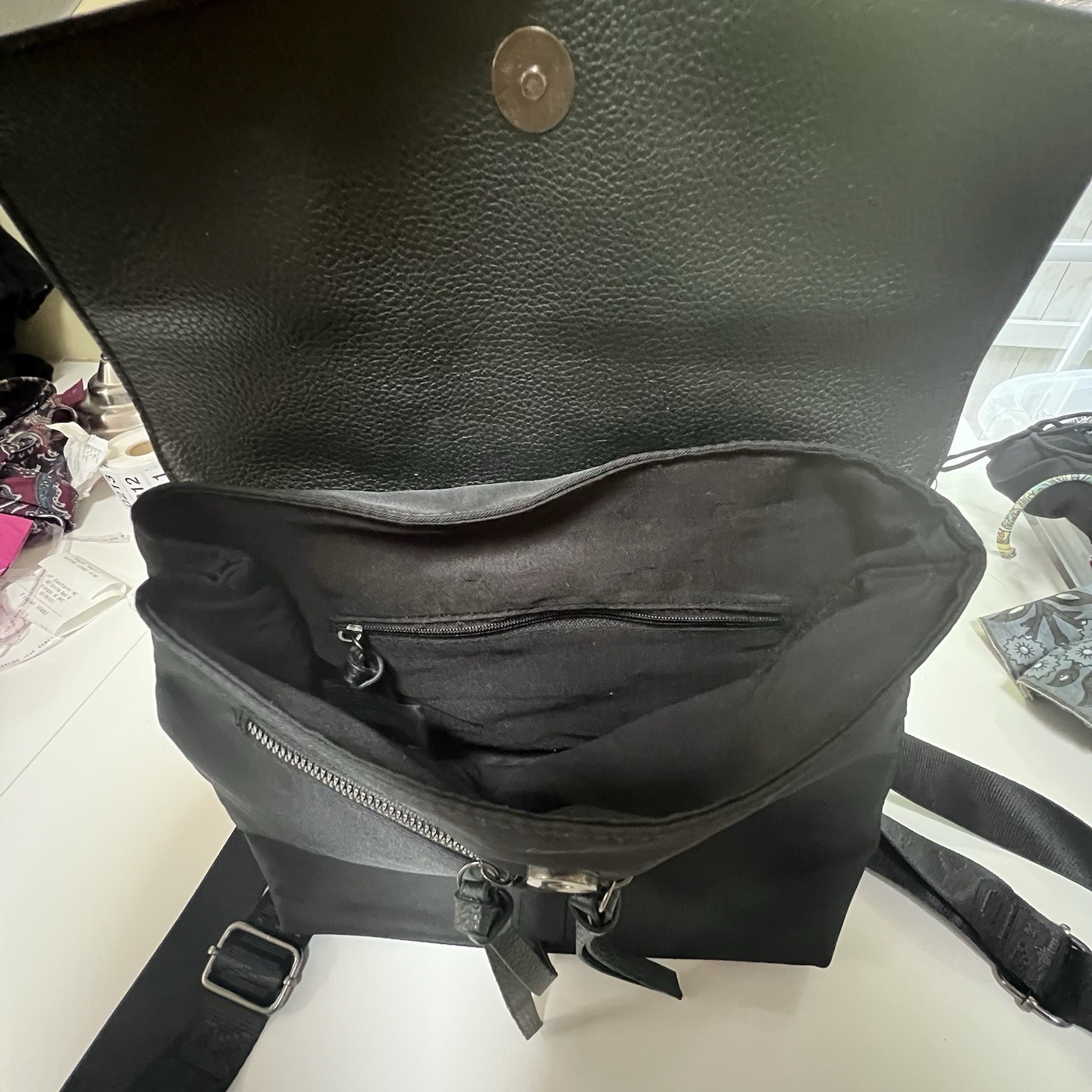 Botkier New York Trigger Mini Backpack Black Faux Leather/Nylon