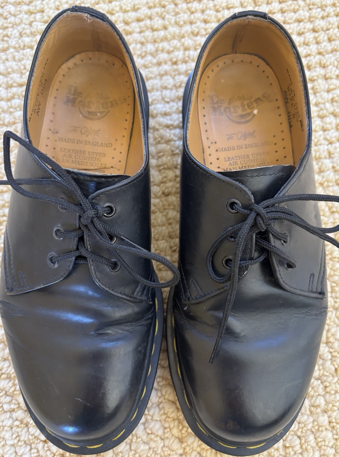 Vintage Doc Martens UK 6D #1461/59 Smooth Leather Oxford Shoes Black ENGLAND