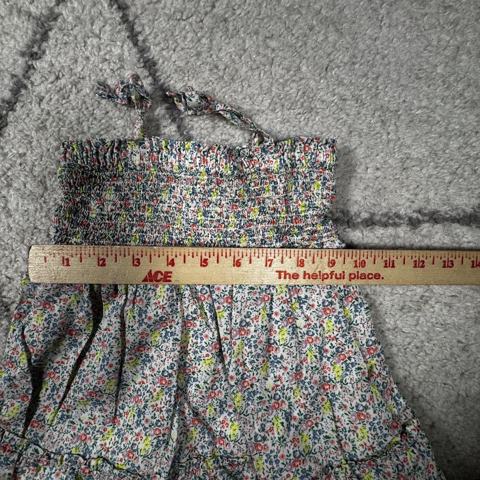GAP Baby White Floral Ruffled Dress – Green, Yellow, Coral, Purple