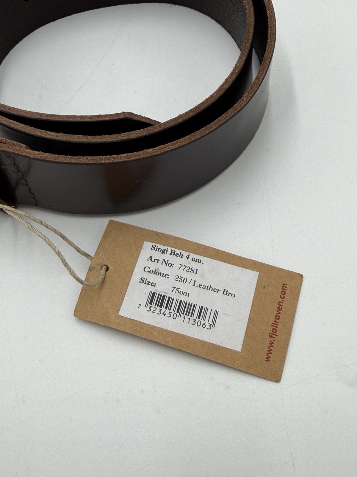 Fjallraven Singi Belt 4cm Brown Leather Size 30 (70cm) Small Unisex New