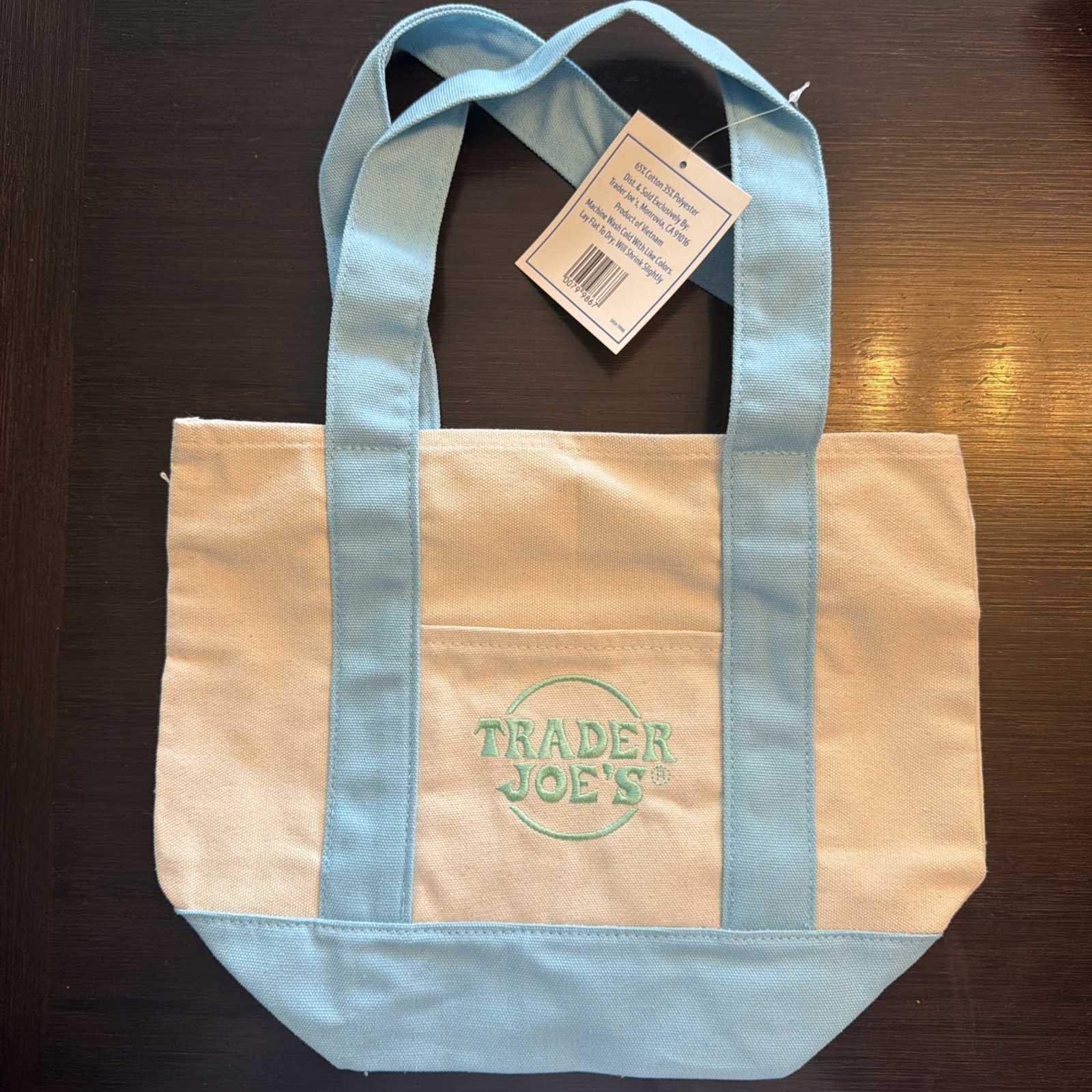 Mini Pastel Trader Joes Bag Blue Green New With Tags