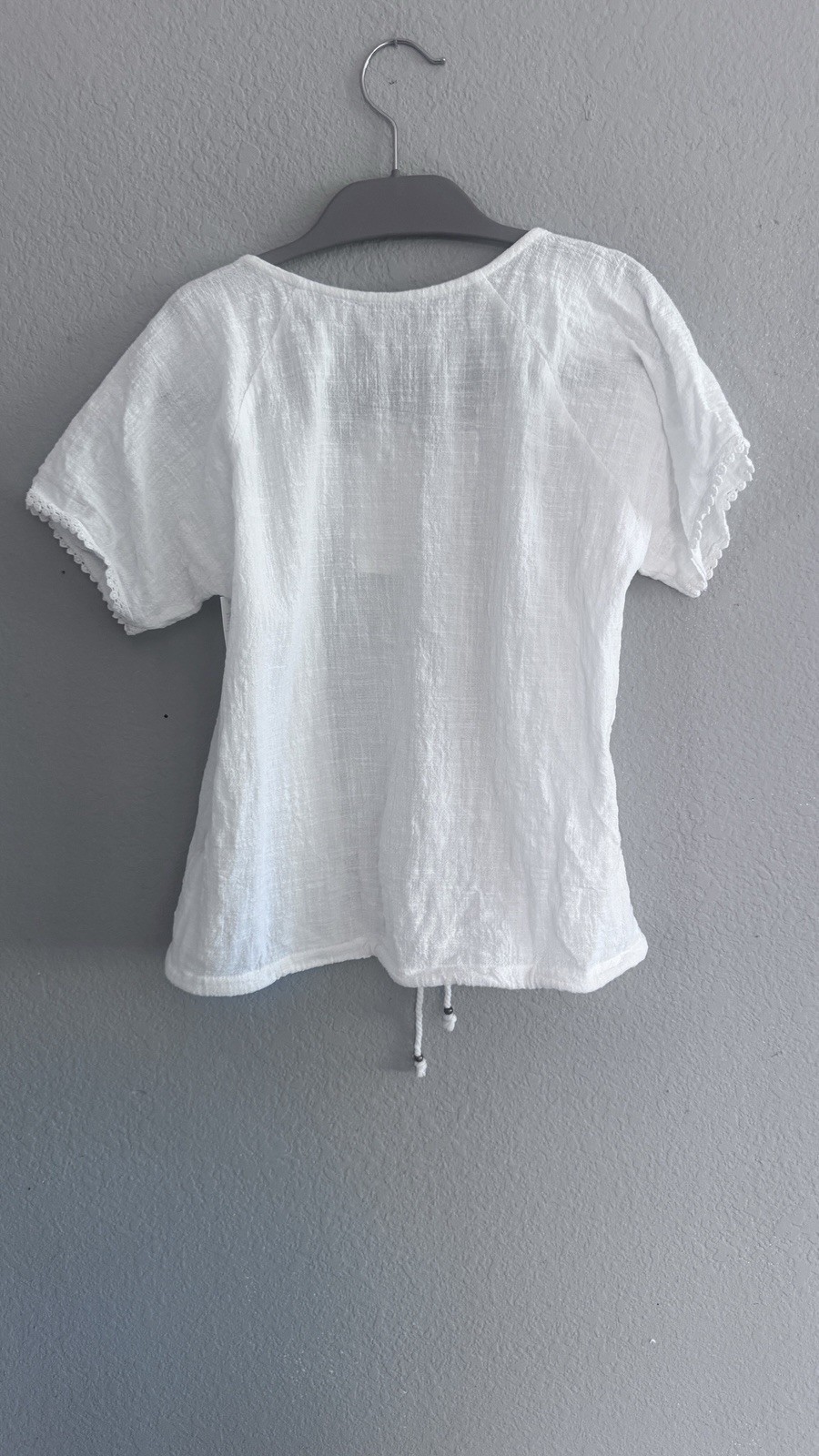 Nomad the Label Daisy Cotton Blouse Ivory size XS floral cutouts textured US 2