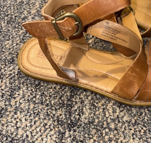 Born Leah Brown Leather Ankle Strap Shoe Sandals Women’s Size 9