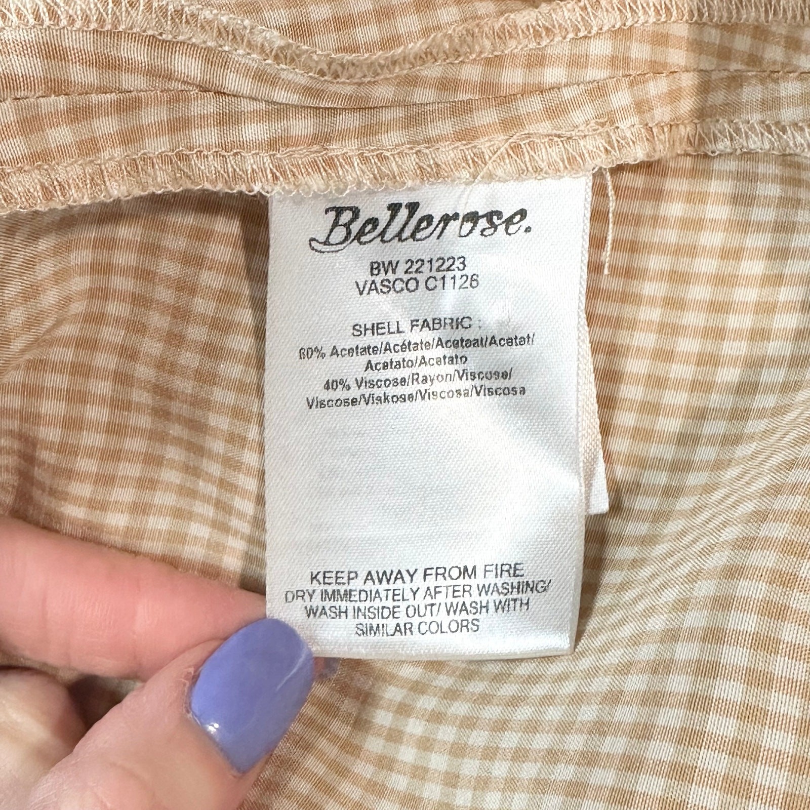 Bellerose Vasco Dress Oversized Gingham V-Neck Short Sleeve Maxi Plaid, Size 2-4