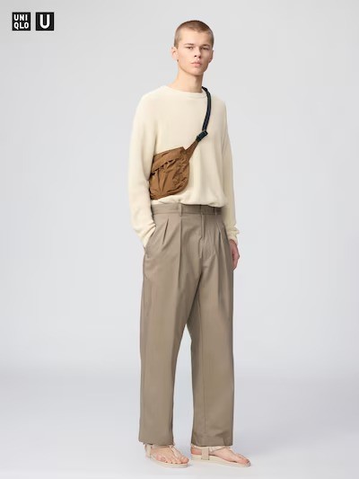 UNIQLO U Pleated Wide Pants 70-91 Black 34 Brown 37 Brown Twill Men 484093 NWT