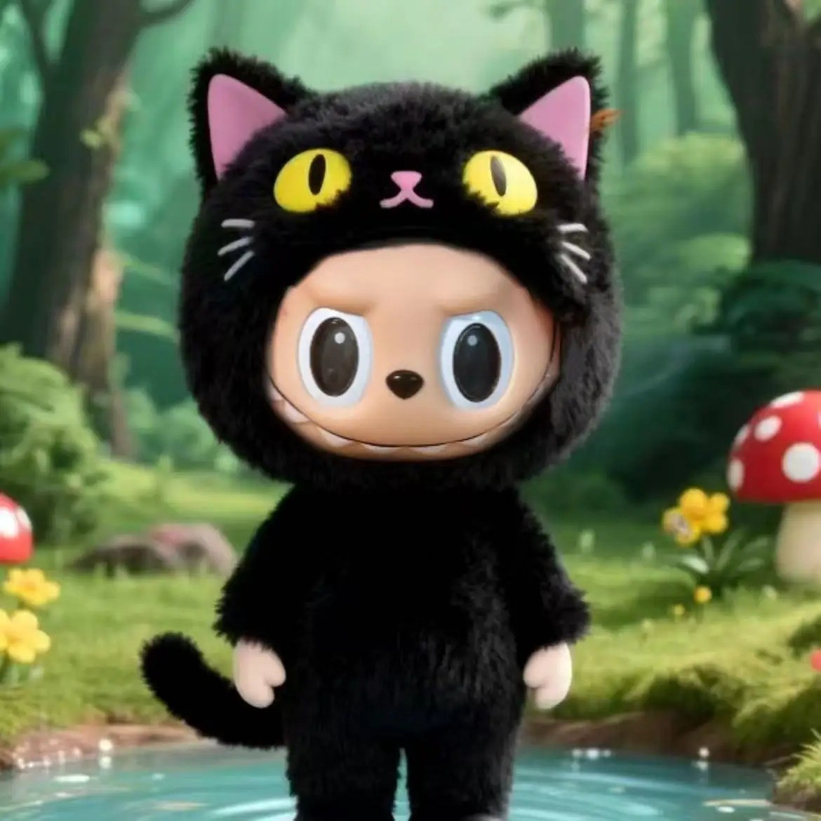 For 17cm Labubu Costume Cosplay Changeable Handmade Black Cat Plush Set Skirt La