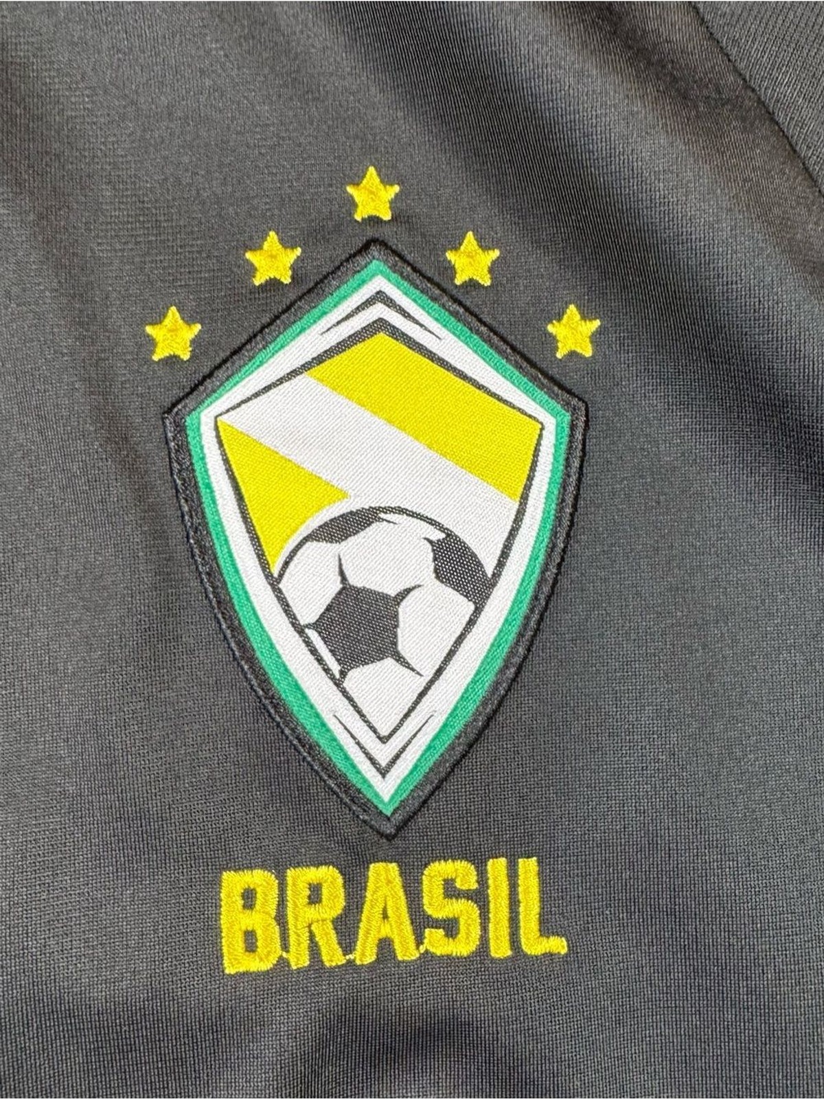 Brasil Soccer Zip Jacket – Black with Yellow Trim and Green lettering