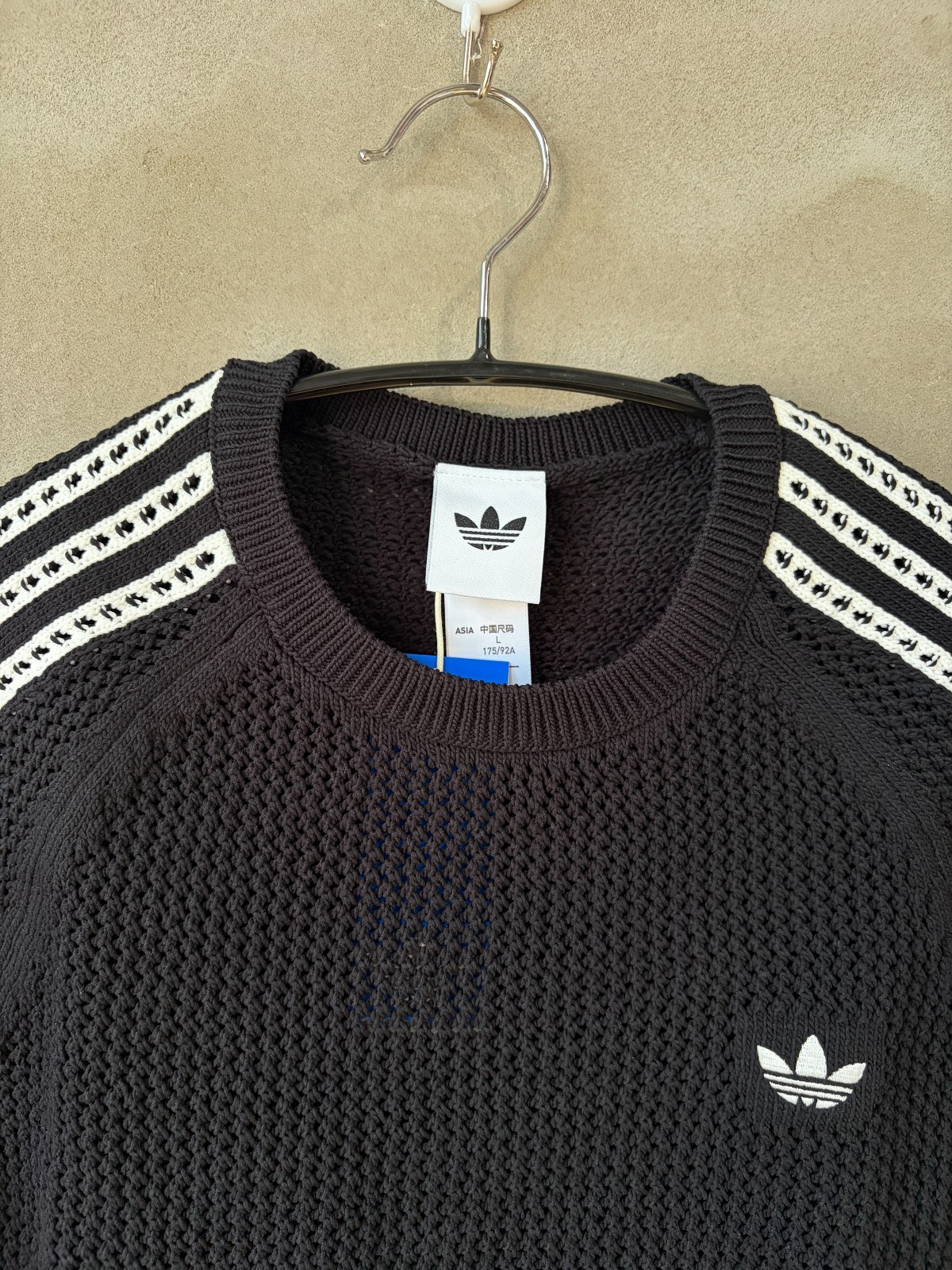 adidas Originals Crochet Knit T-shirt Women Casual Lifestyle Tee AsiaFit KC6481
