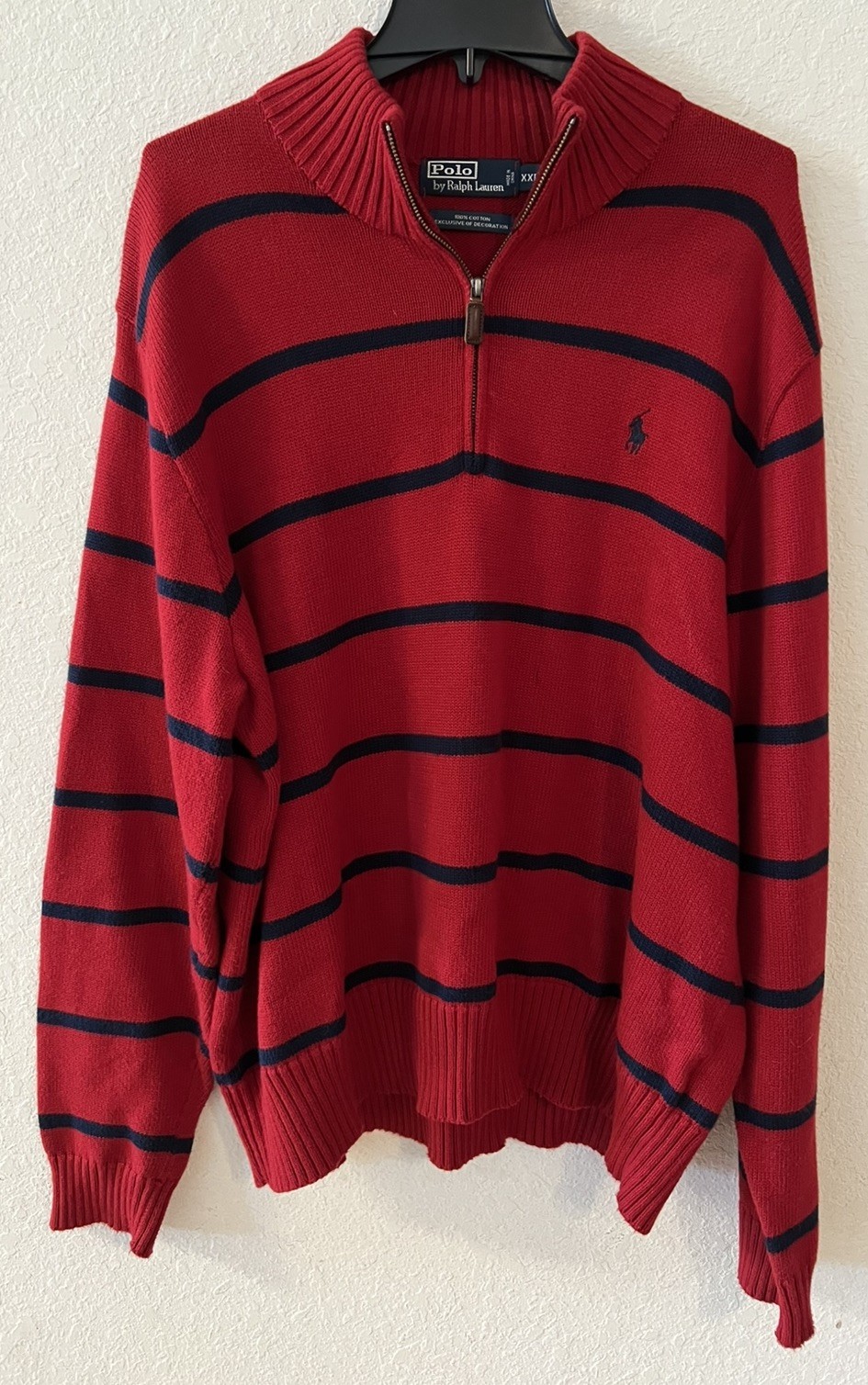 Polo Ralph Lauren Sweater Red With Black Stripes XXL EUC