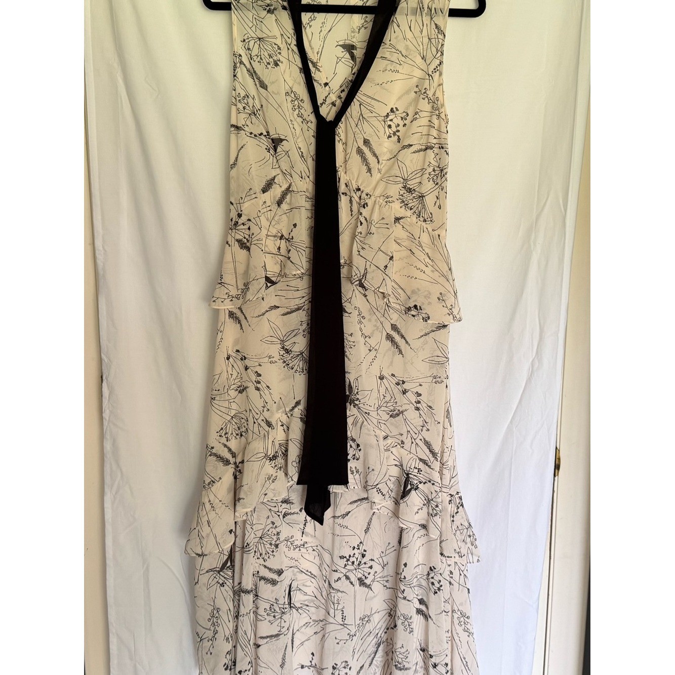 Olivia Palermo + Chelsea28 Tiered Floral Tie-Neck Midi/Maxi Dress Size M