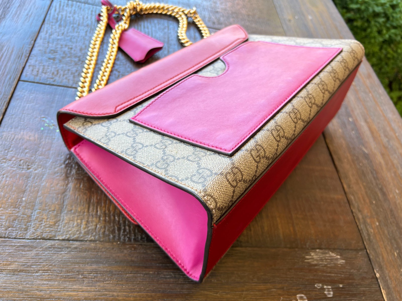 Authentic GUCCI GG Supreme Monogram Calfskin Medium Padlock Shoulder Bag
