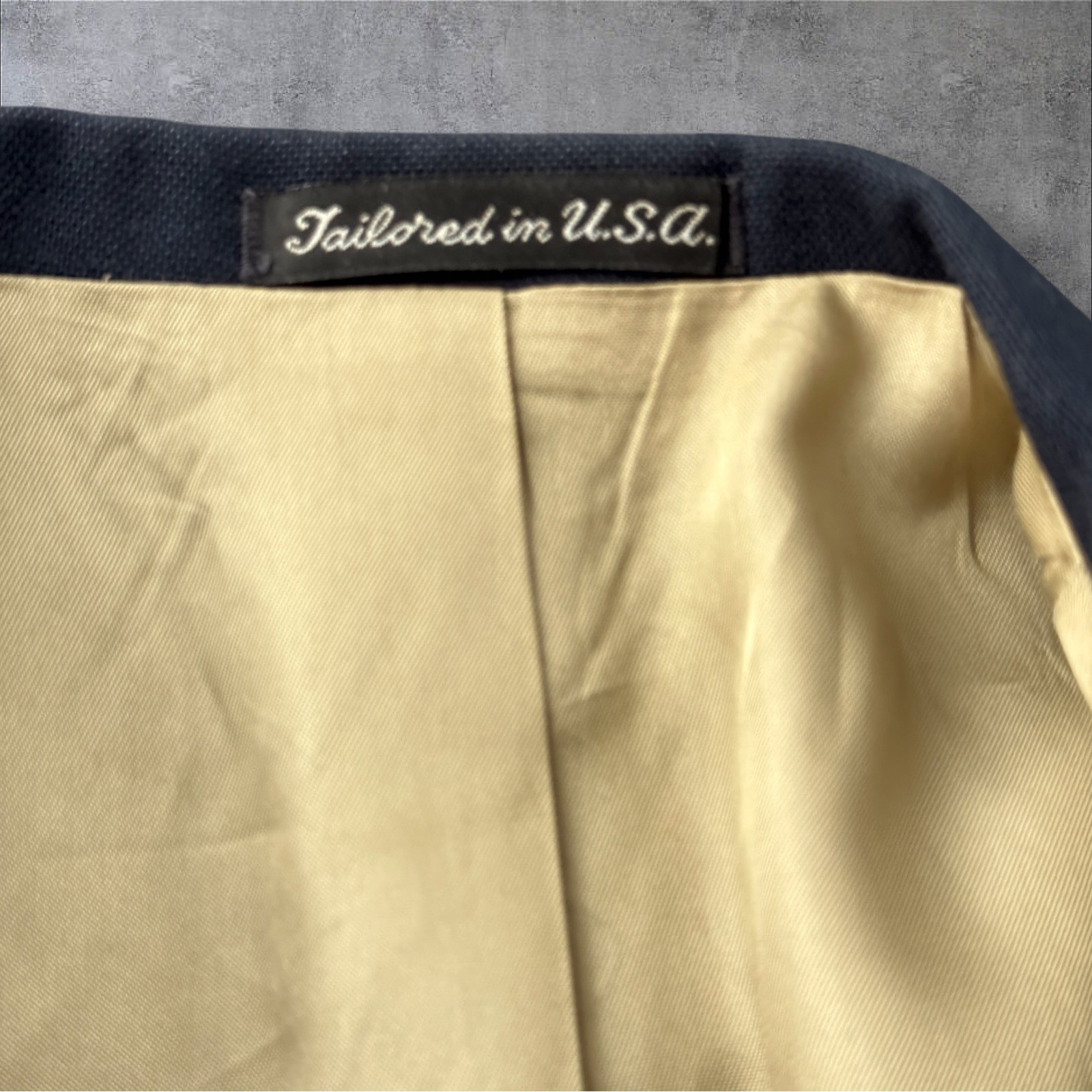 Arnold Palmer for KG Menswear Navy Blue Hopsack Blazer Gold Buttons 40S USA Made