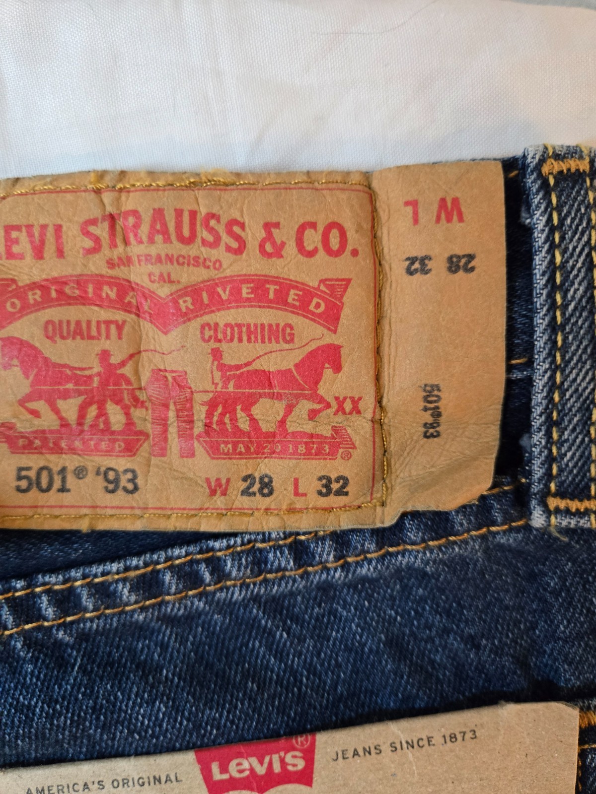 Levi’s 501 ’93 Original Jeans Mens 28×32 NWT Blue Straight Leg Button Fly