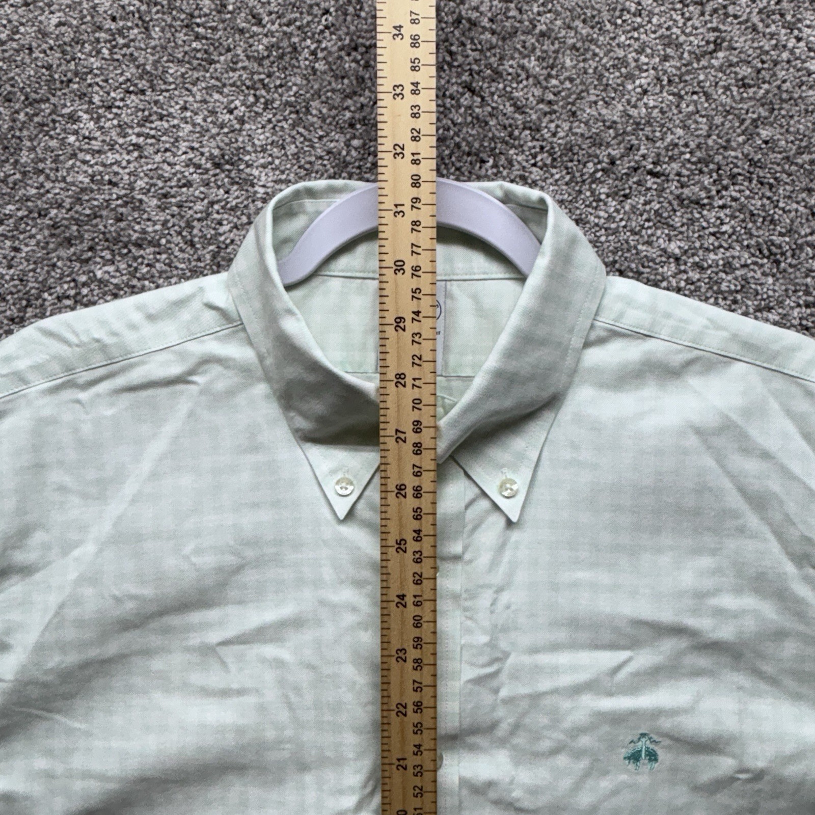 Brooks Brothers 1818 Mens Large Gingham Green Long Sleeve Regular Stretch Shirt