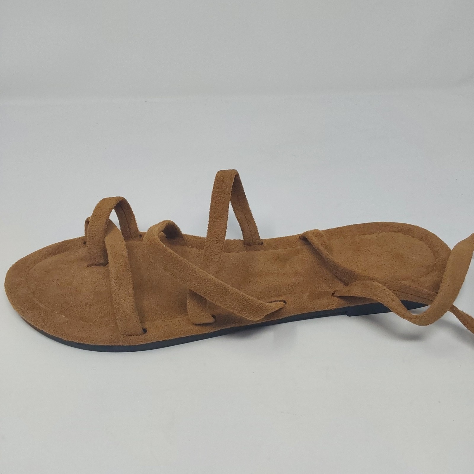Womens Gladiator Sandals Brown Faux Suede Strappy Flat Sandals US 8 NWT