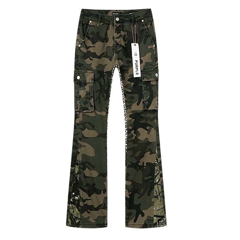 purple Brand Dark Camo Print Flared Denim Jeans Multicolor
