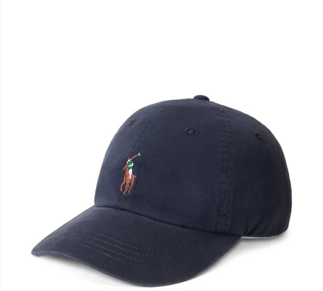 Polo Ralph Lauren Cotton Chino Twill Adjustable Leather Strap Ball Cap Navy