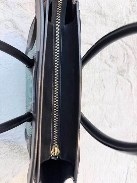 Authentic Celine Luggage Phantom Bag Handbag Black Mint Python Leather