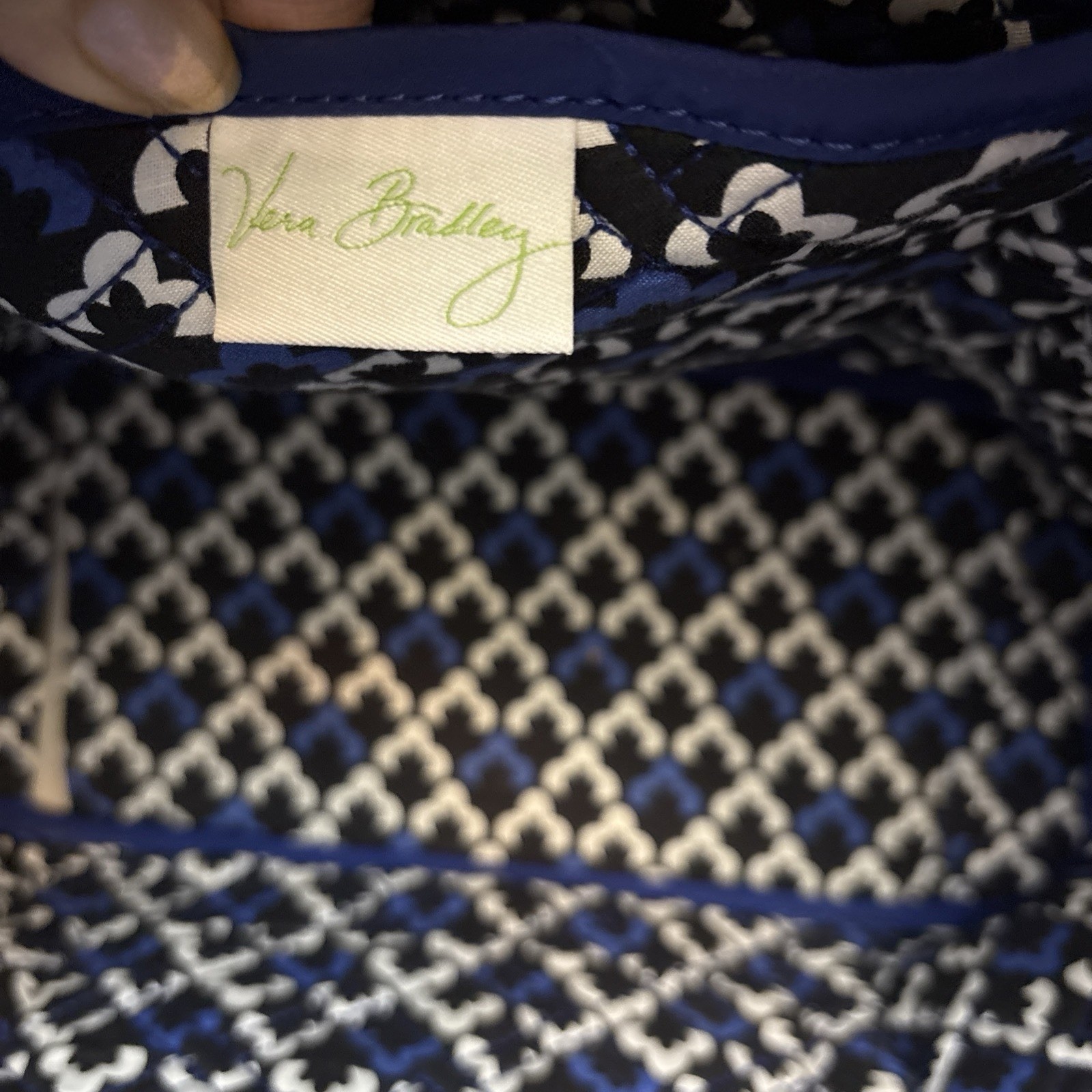 Vera Bradley Original Tote, Navy Blue Diamond Quilted, 15”X16”, NWOT