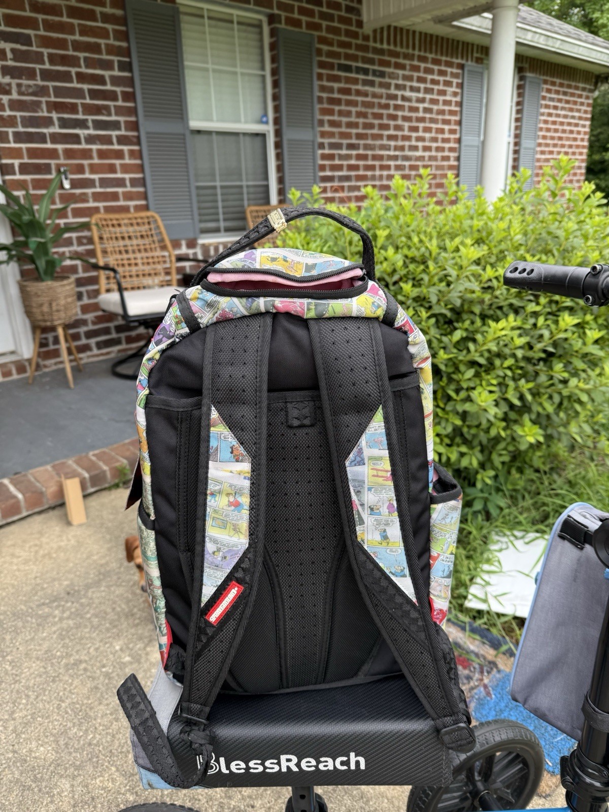 Sprayground Pink Panther Comic Print Backpack Zip Adjustable Straps Pink Lining