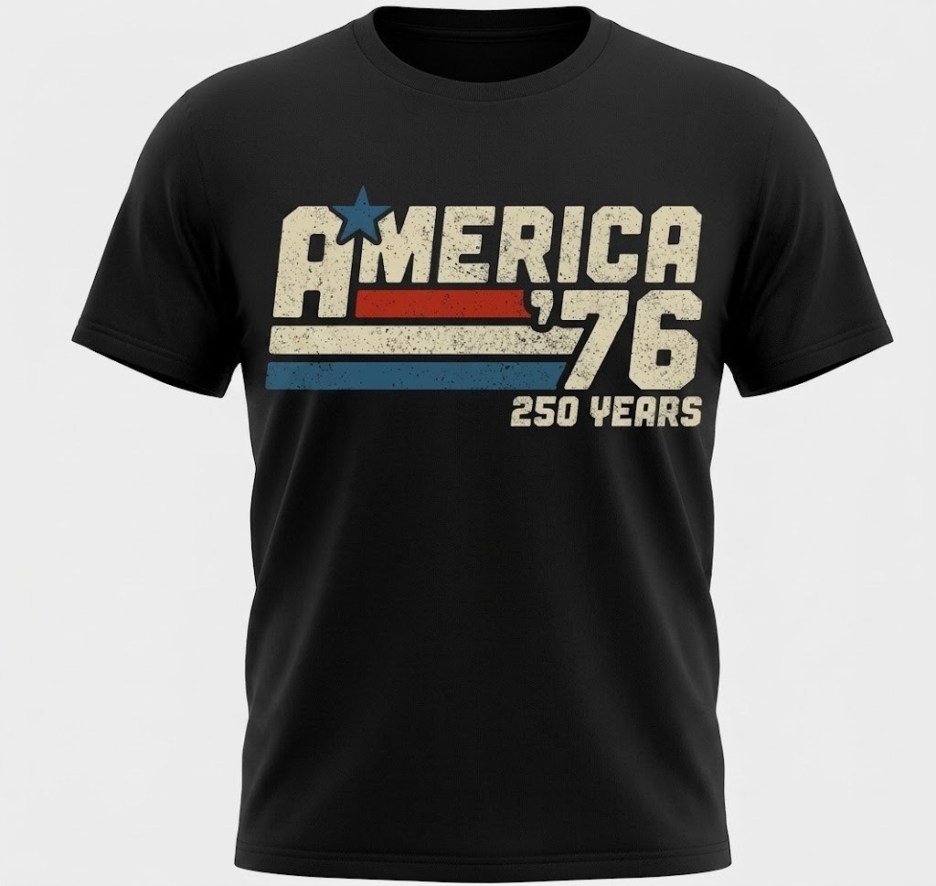 250th T-Shirt America 76 Patriotic Graphic Tee Vintage Cotton