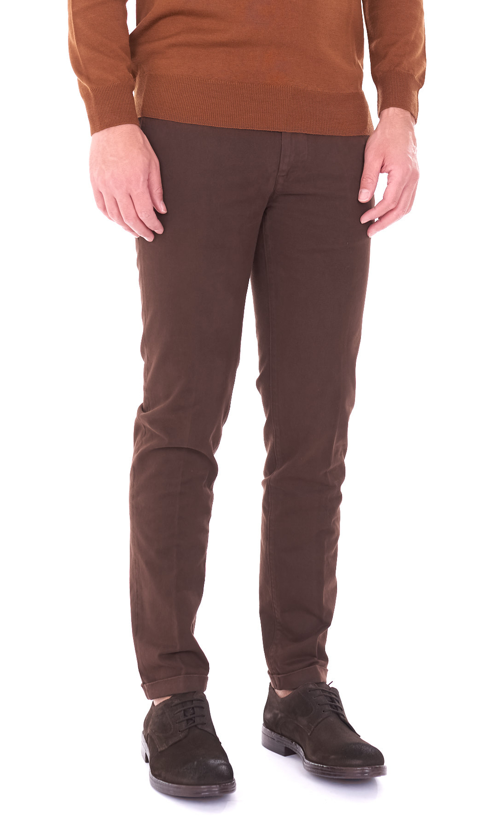 PANTALONE RE HASH MUCHA TINTA UNITA CON RISVOLTO DA UOMO P249-2076