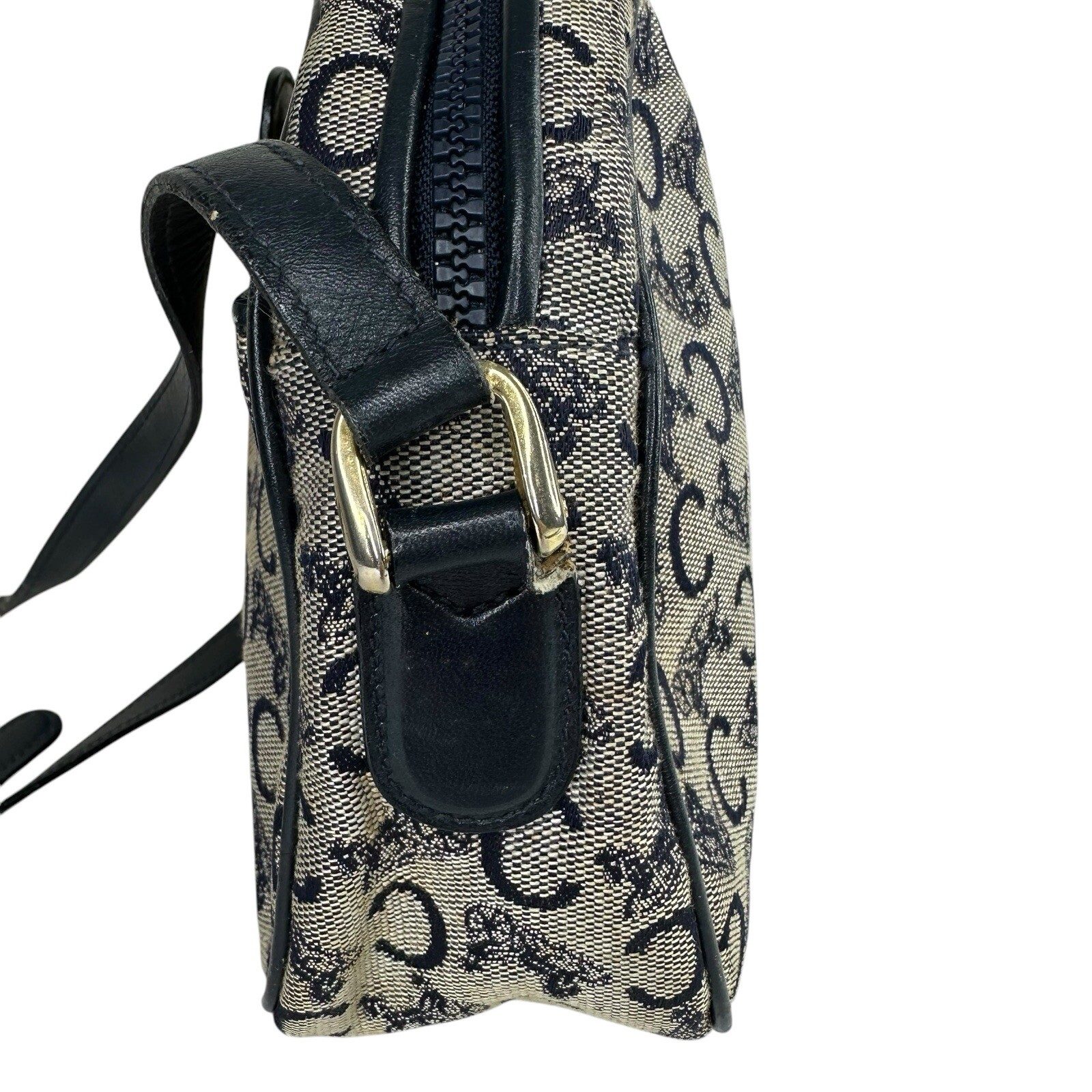 Celine Horse Carriage Hardware Monogram C Jacquard/Leather Shoulder Bag Blue