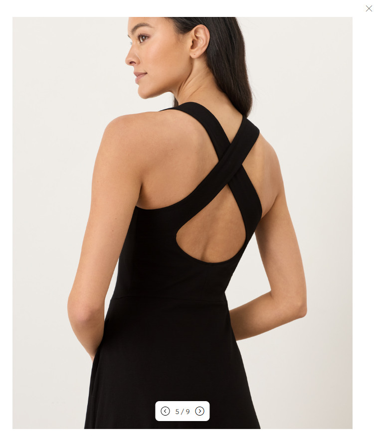 PACT Organic Fit & Flare Open Back Maxi Dress Black