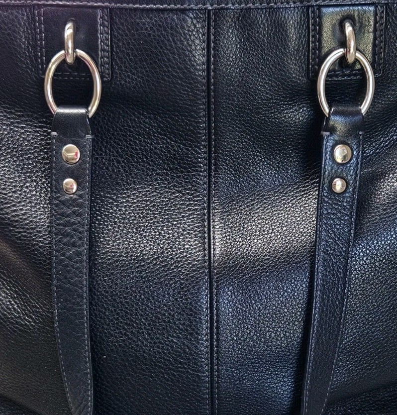 COACH Penelope Shoulder Bag Black Pebbled Leather F19264 Front Turn-Lock Tote