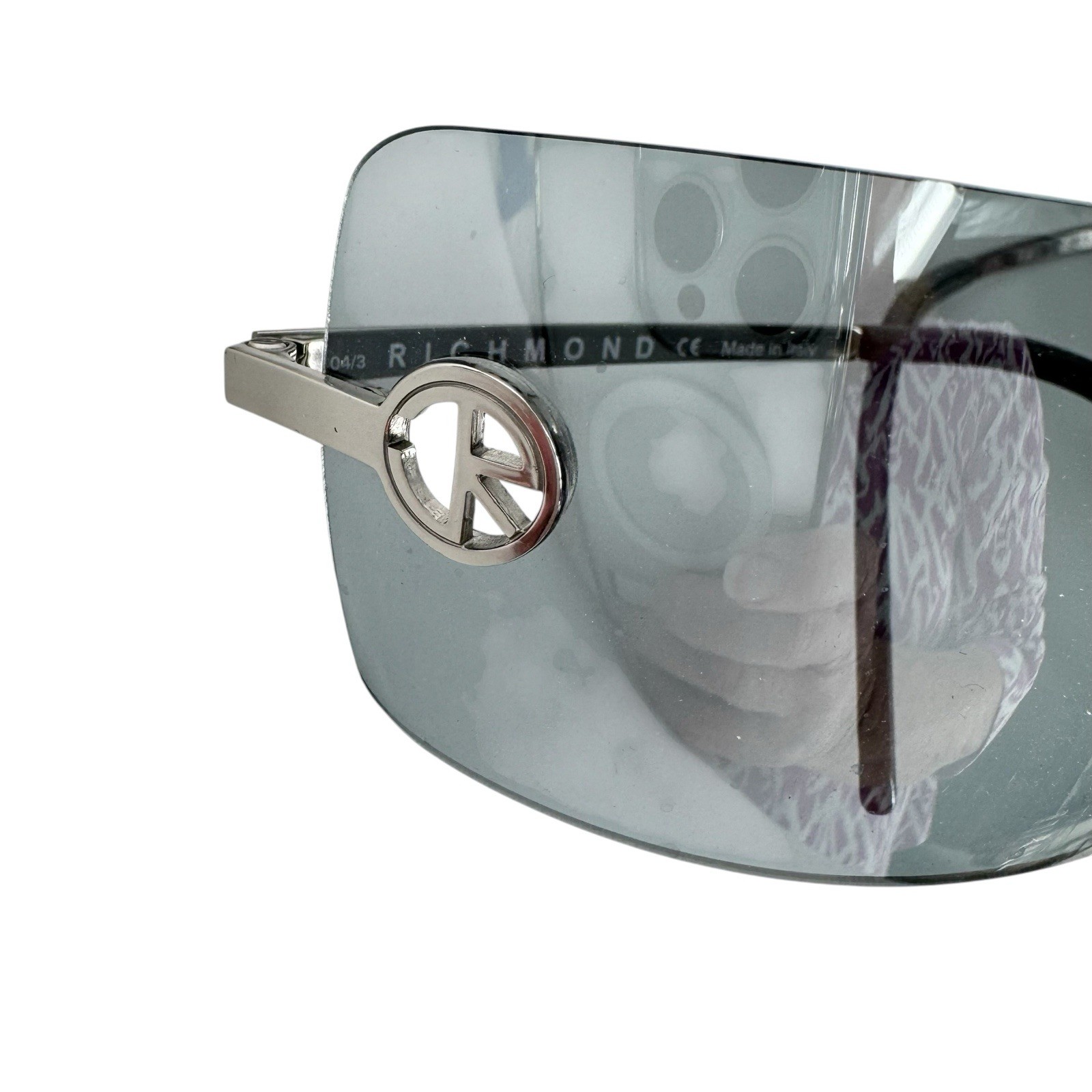 John Richmond Rimless Shield Sunglasses JR51502 Gray Unisex Italy 69 15 115mm