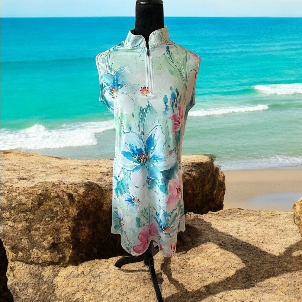 Source Unknown Floral Midi Dress – Blue and Pink