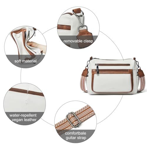 Crossbody Purses for Women, Vegan Leather Shoulder Bag Handbags Medium Bag with