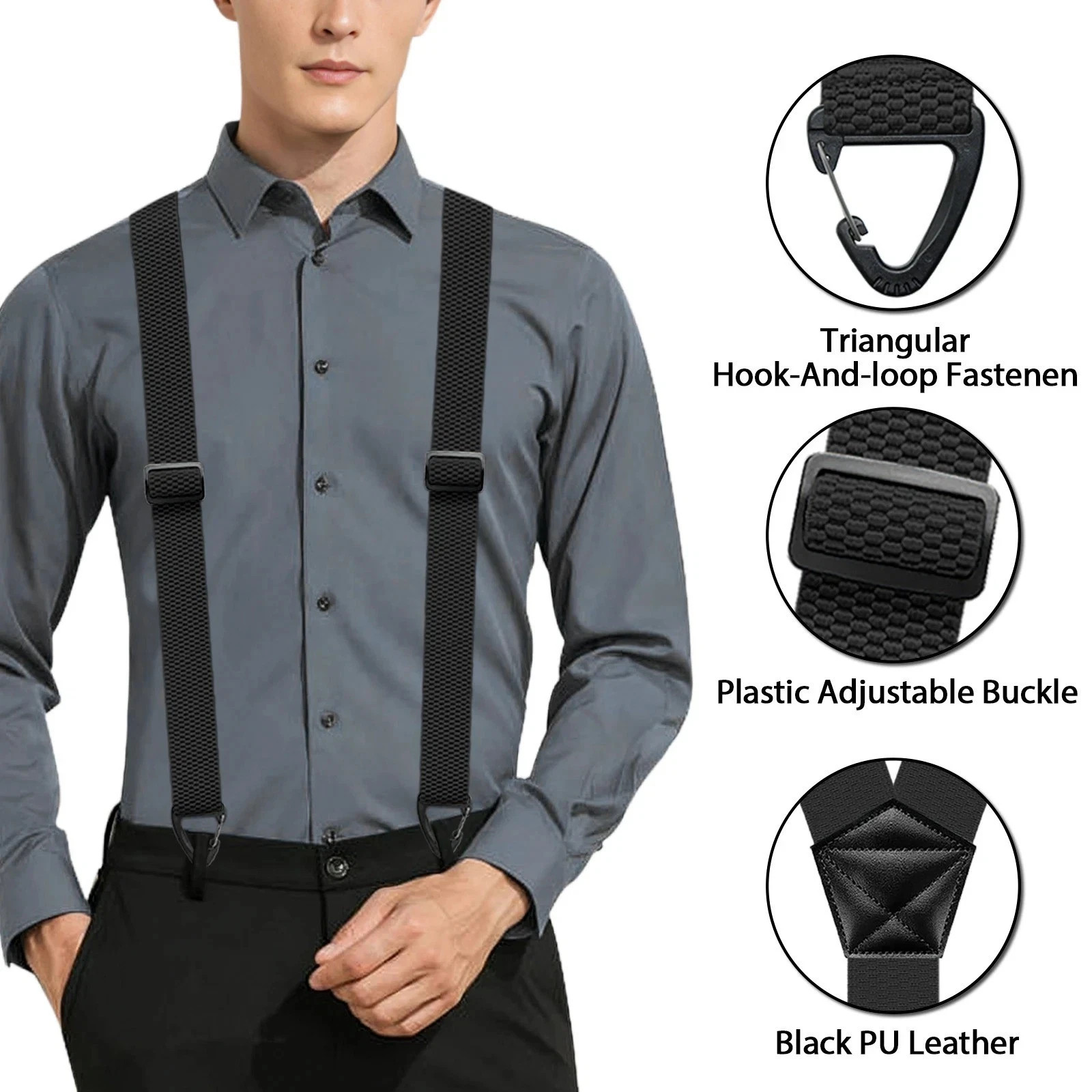 Suspenders for Men Heavy Duty, X Shape Back Hidden Suspender 1.5″ Under Clothing