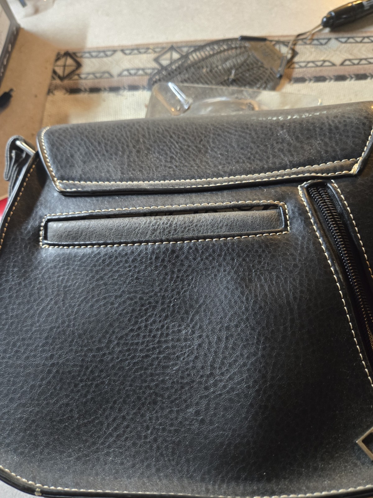 Western Black Studded Embroidered Laced Shoulder Bag w/ Buckle Zip Inner Pockets