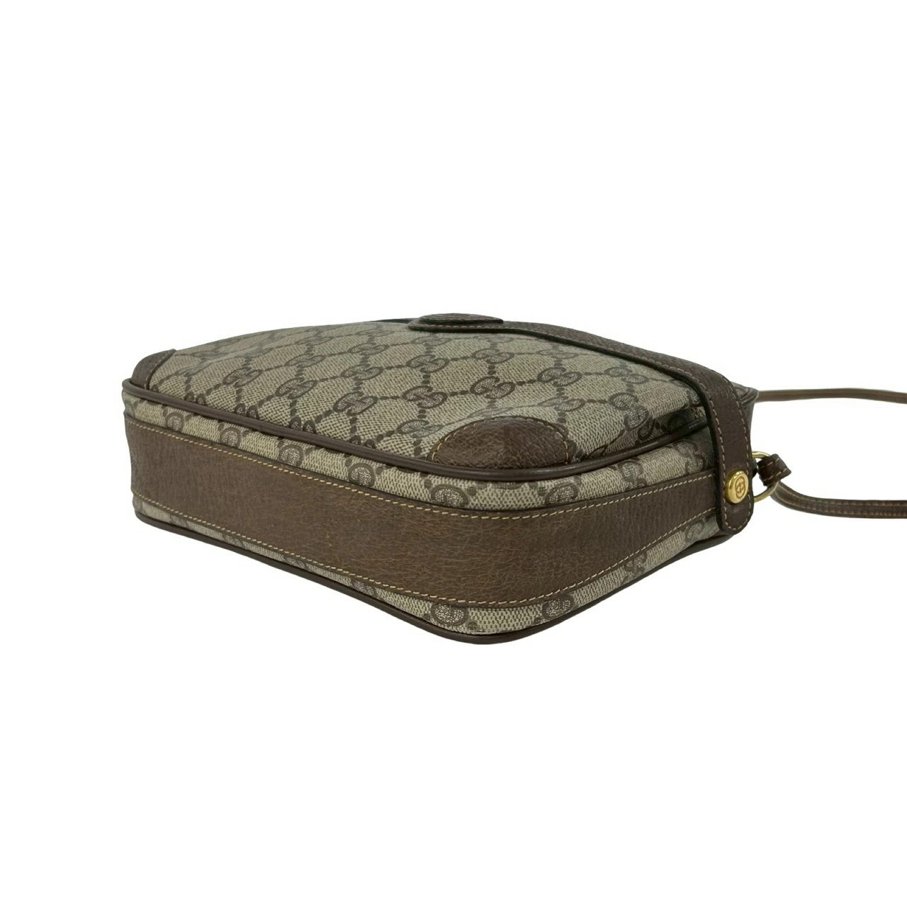 GUCCI Vintage Old Gucci GG Logo Pattern Leather Mini Shoulder Bag Pochette Brown
