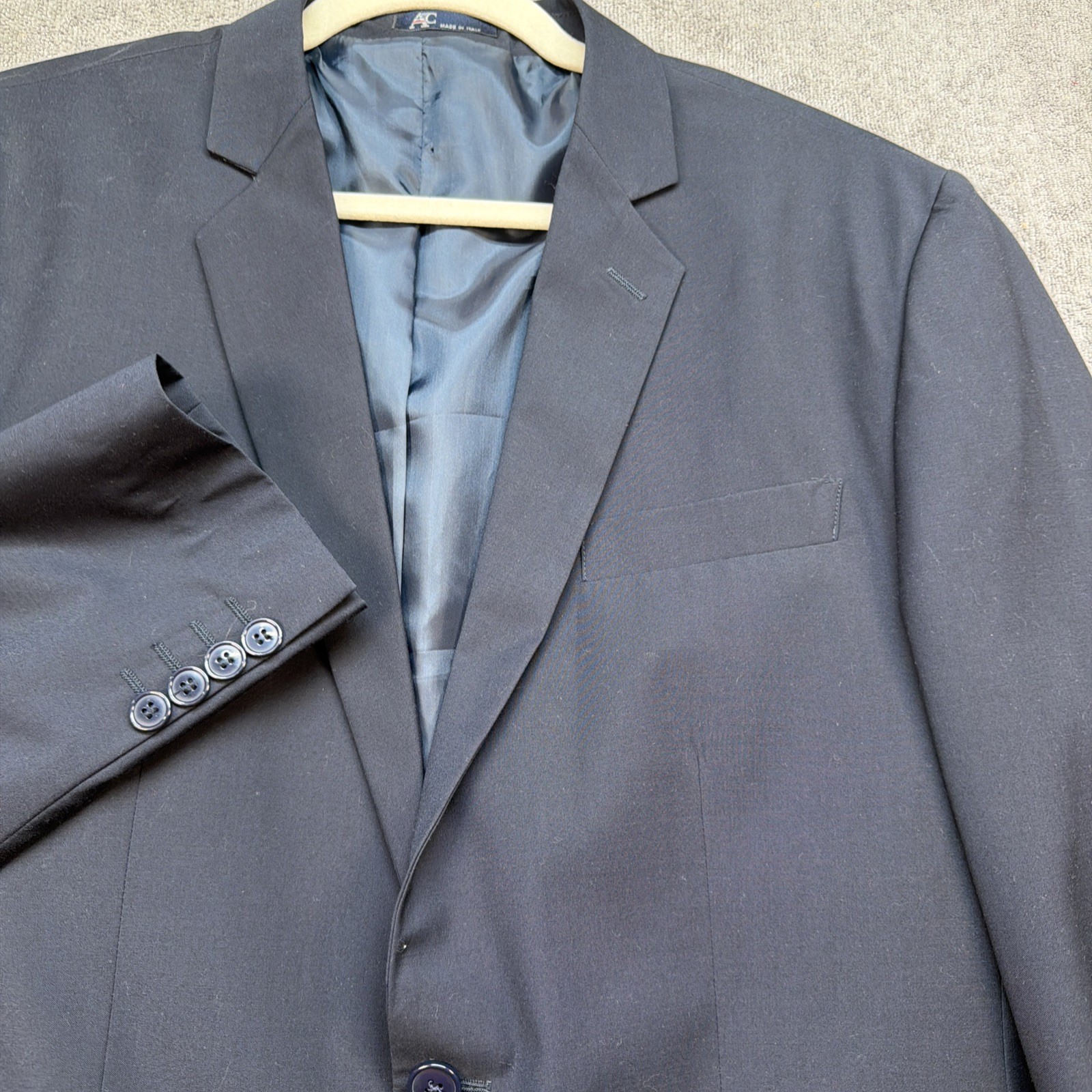 AC Sartoria Italiana Suit Jacket Men’s Navy Super 120s Wool Made in Italy