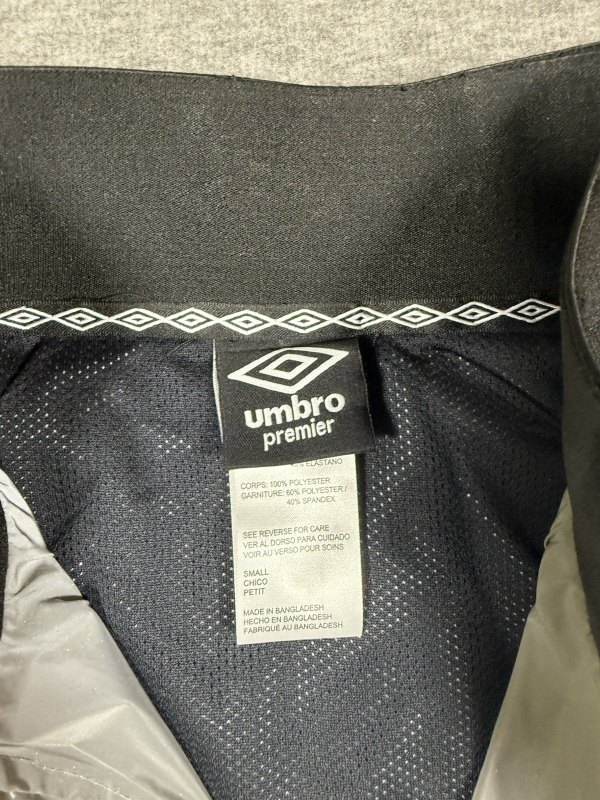 Umbro Premier Silver Reflective Full Zip Jacket Size S Iridescent Bomber Style
