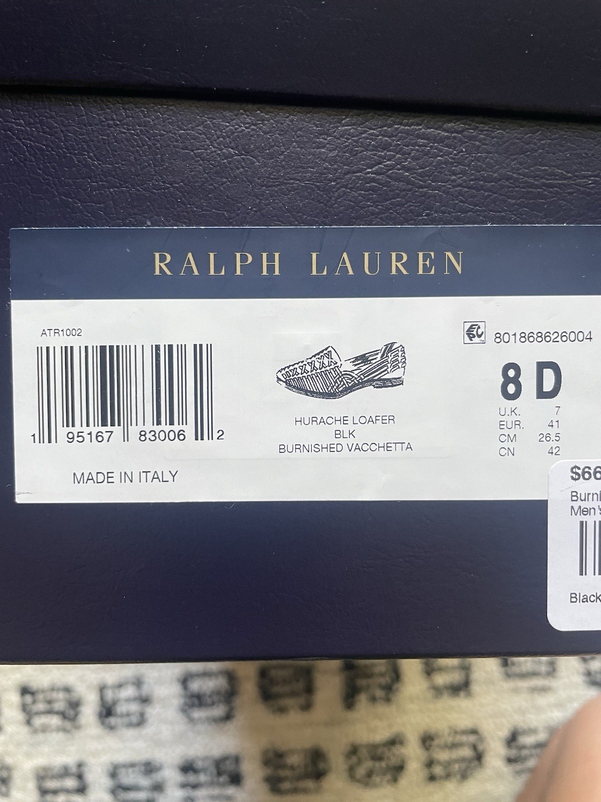 Ralph Lauren Purple Label Loafer Black Leather Woven Slip-On Men’s US 8