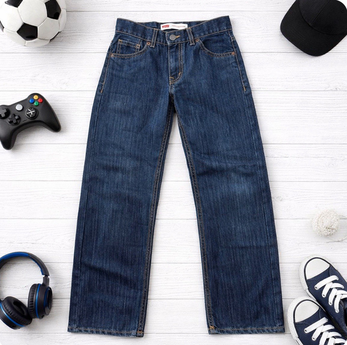Levis 514 Jeans Boys Size 12 Reg 26×26 Straight Adjustable Blue Stretch Denim