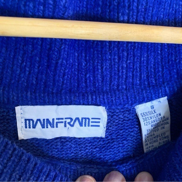 Vintage MAINFRAME Royal Blue Sweater Silk Nylon Angora Material Size Small
