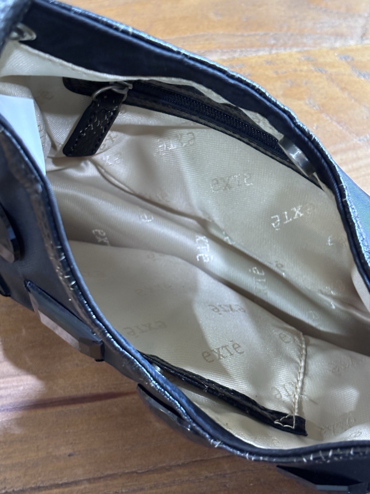 Vintage EXTE Italy Metallic Python Leather & Nylon Crystal Crescent baguette bag
